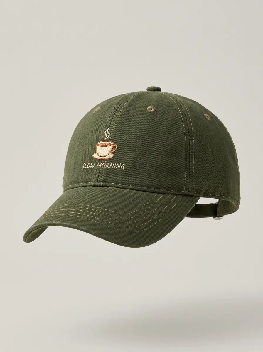 Classic Style Coffee-Lover Slow-Morning Embroidered Unisex Baseball Cap