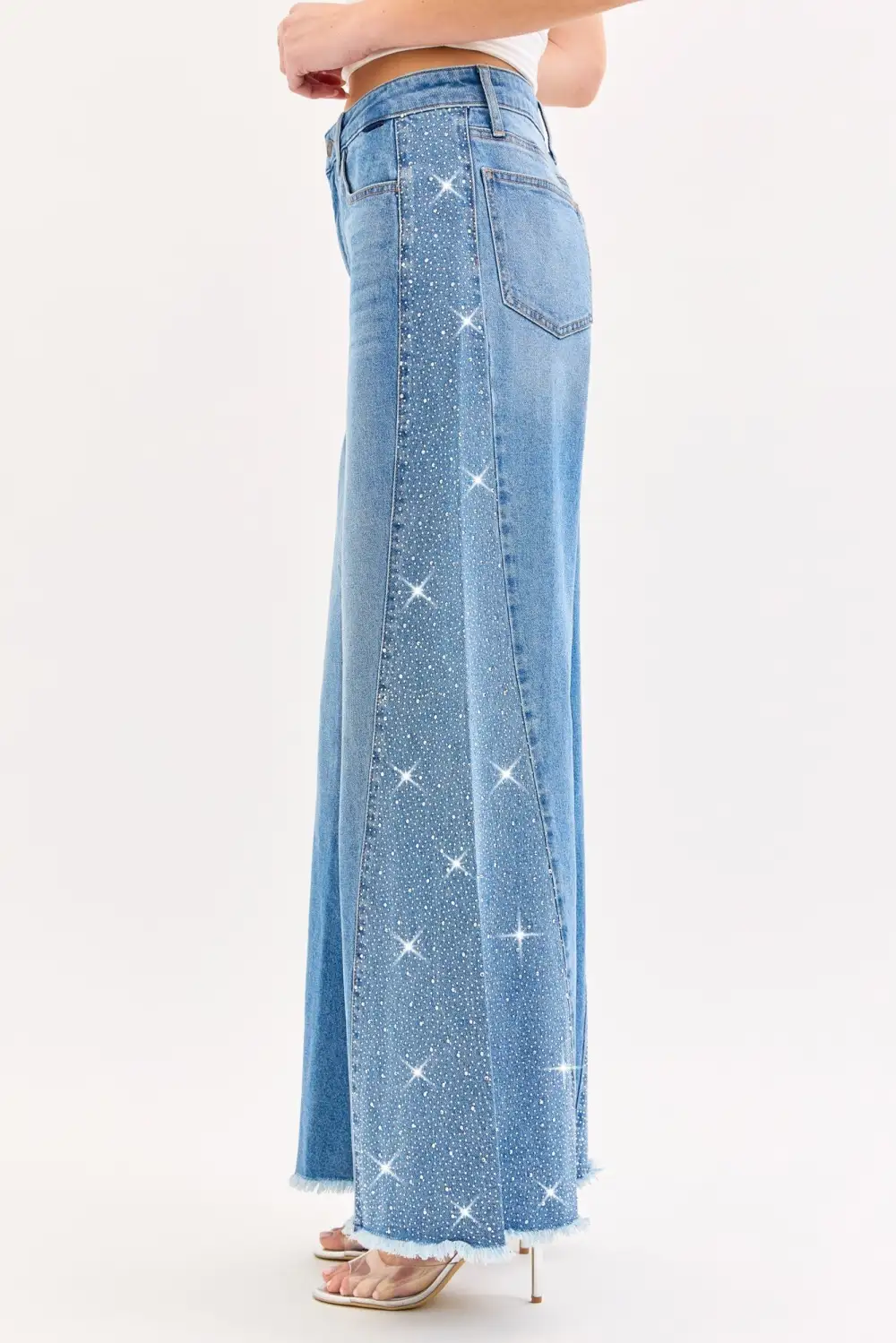 Embellished Relaxed Wide Leg Jeans