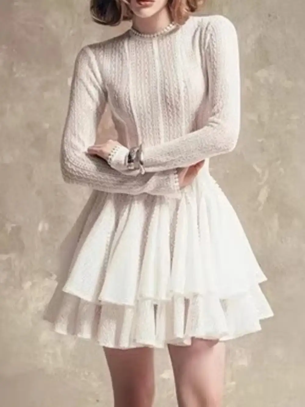 Comfort Fit Round Neck Long Sleeve Dress