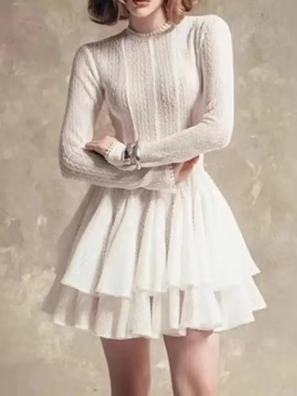 Comfort Fit Round Neck Long Sleeve Dress