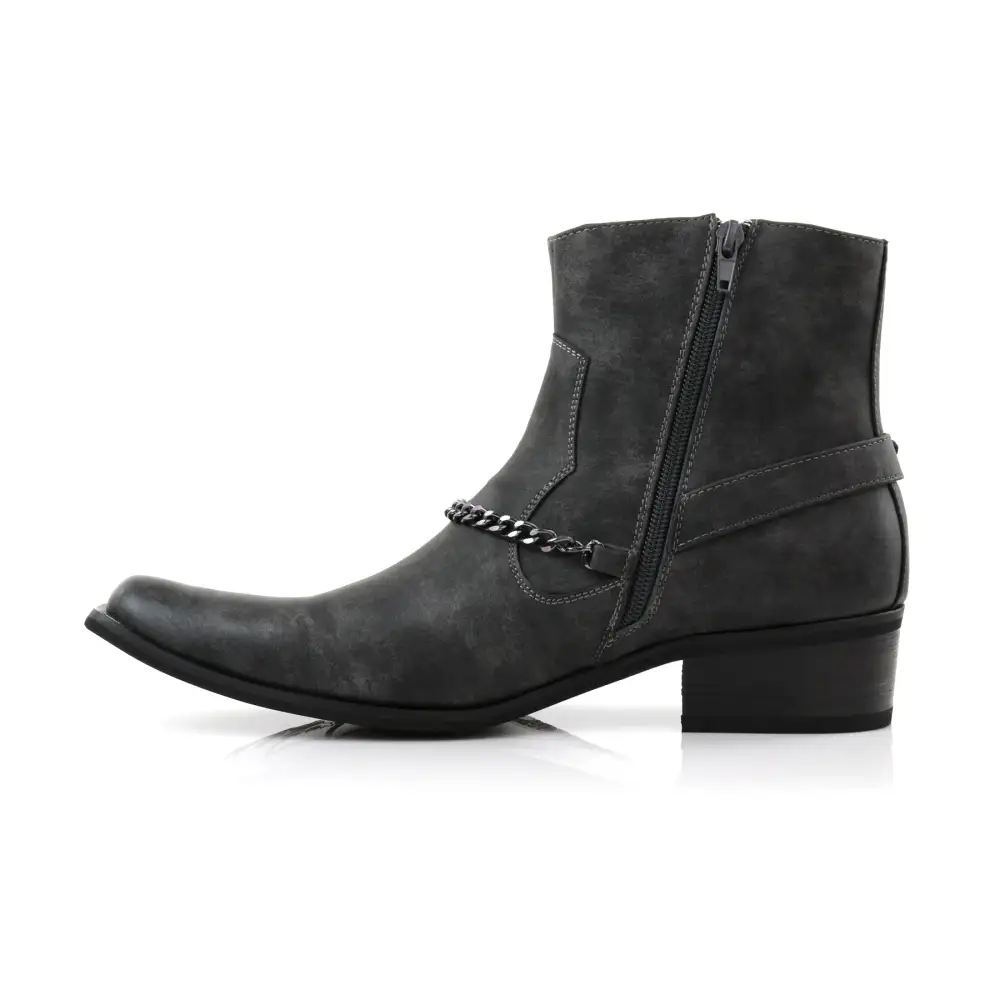 Suede Faux-Leather Pointed-Toe Chelsea Boots