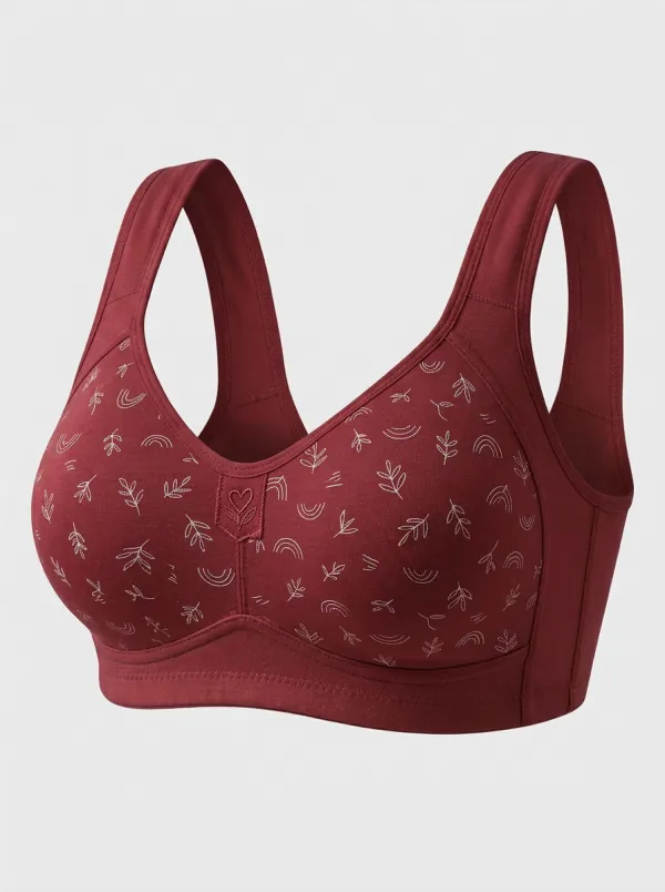 Women's Plus Size Beige Full-Coverage Wide-Strap Wireless Bra