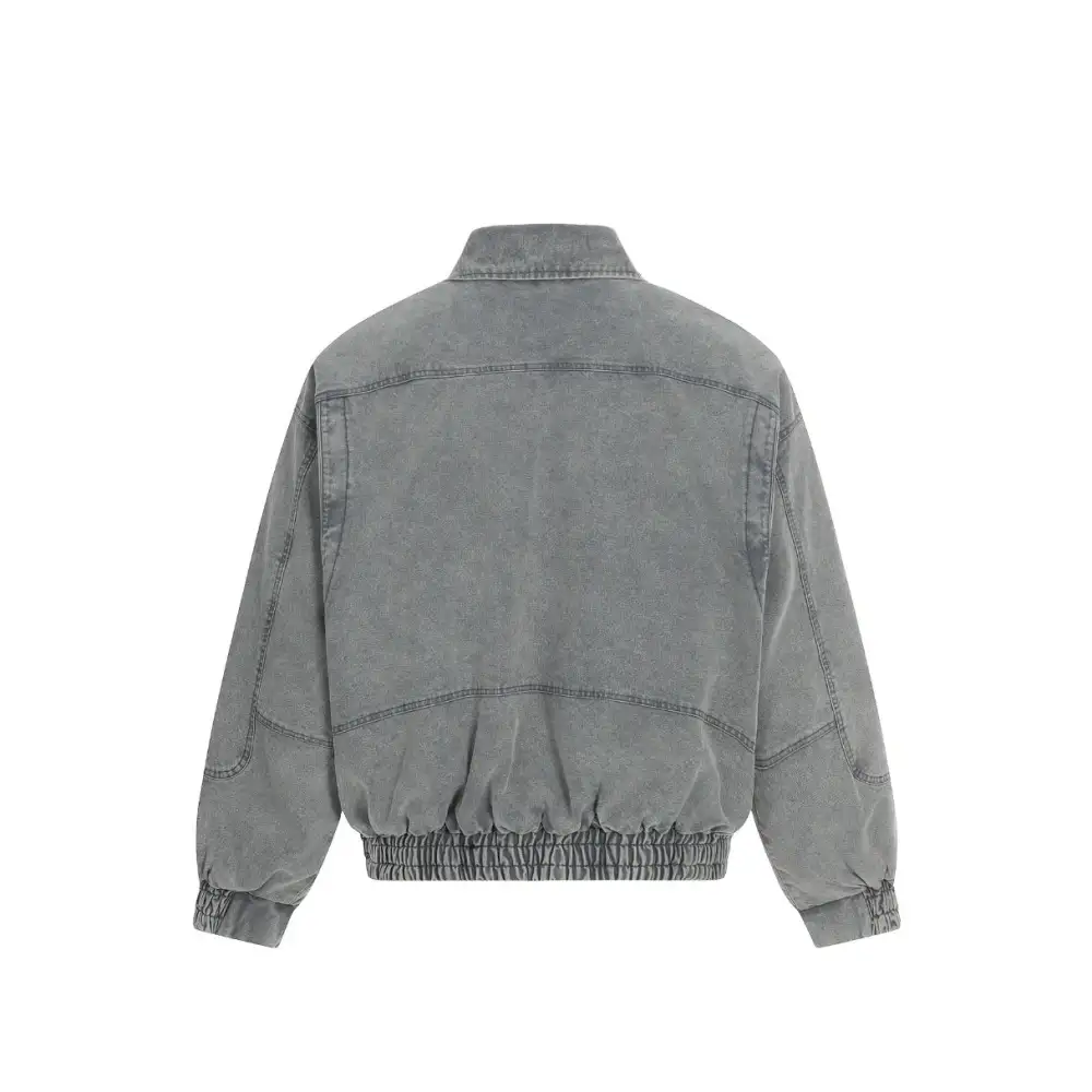 Washed High Neck Denim Jacket