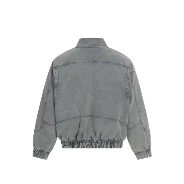 Washed High Neck Denim Jacket