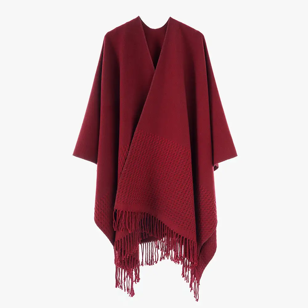 Textured Wool Blend Wrap Scarf