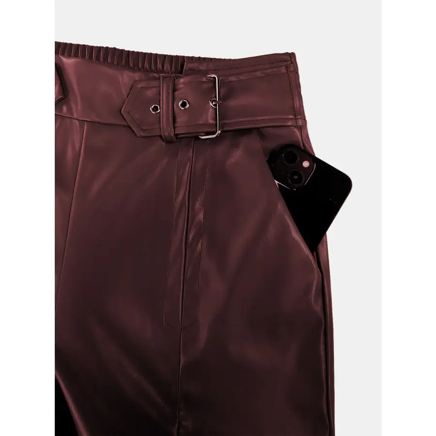 Half Elastic Waist Wide Leg Pants