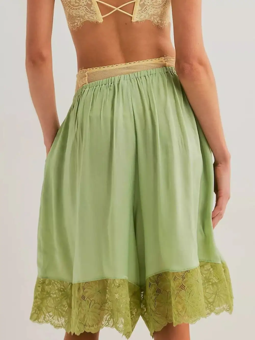 Refined Lace-Trim Casual Shorts