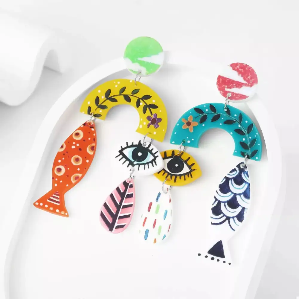 Symbol Fish Dangle Earrings