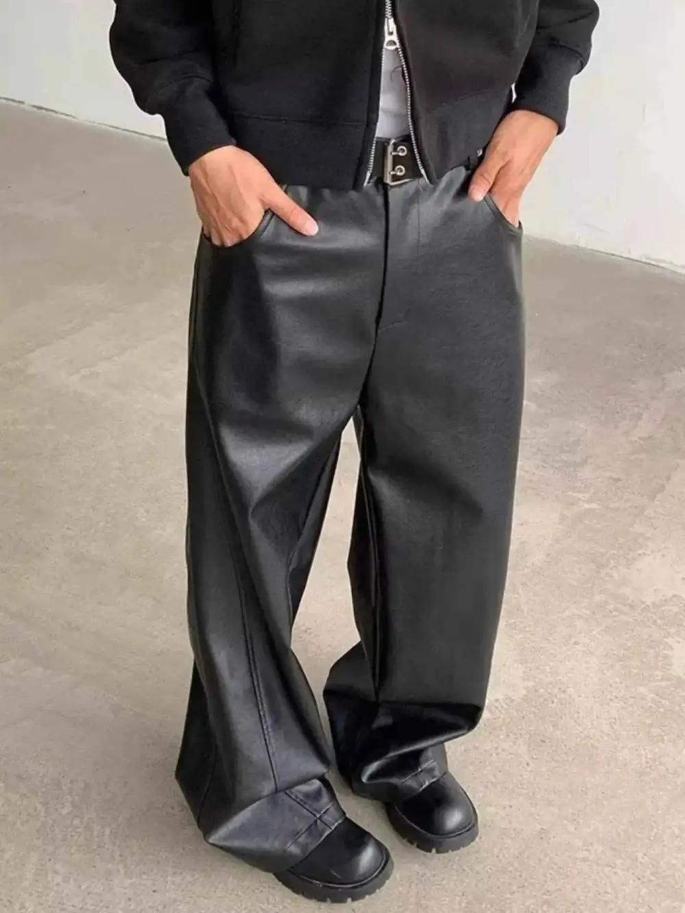 Leather Wide-Leg Pants