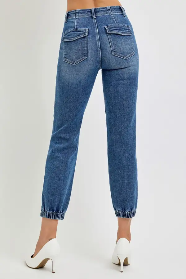 High Rise Ankle Jogger Denim Jeans
