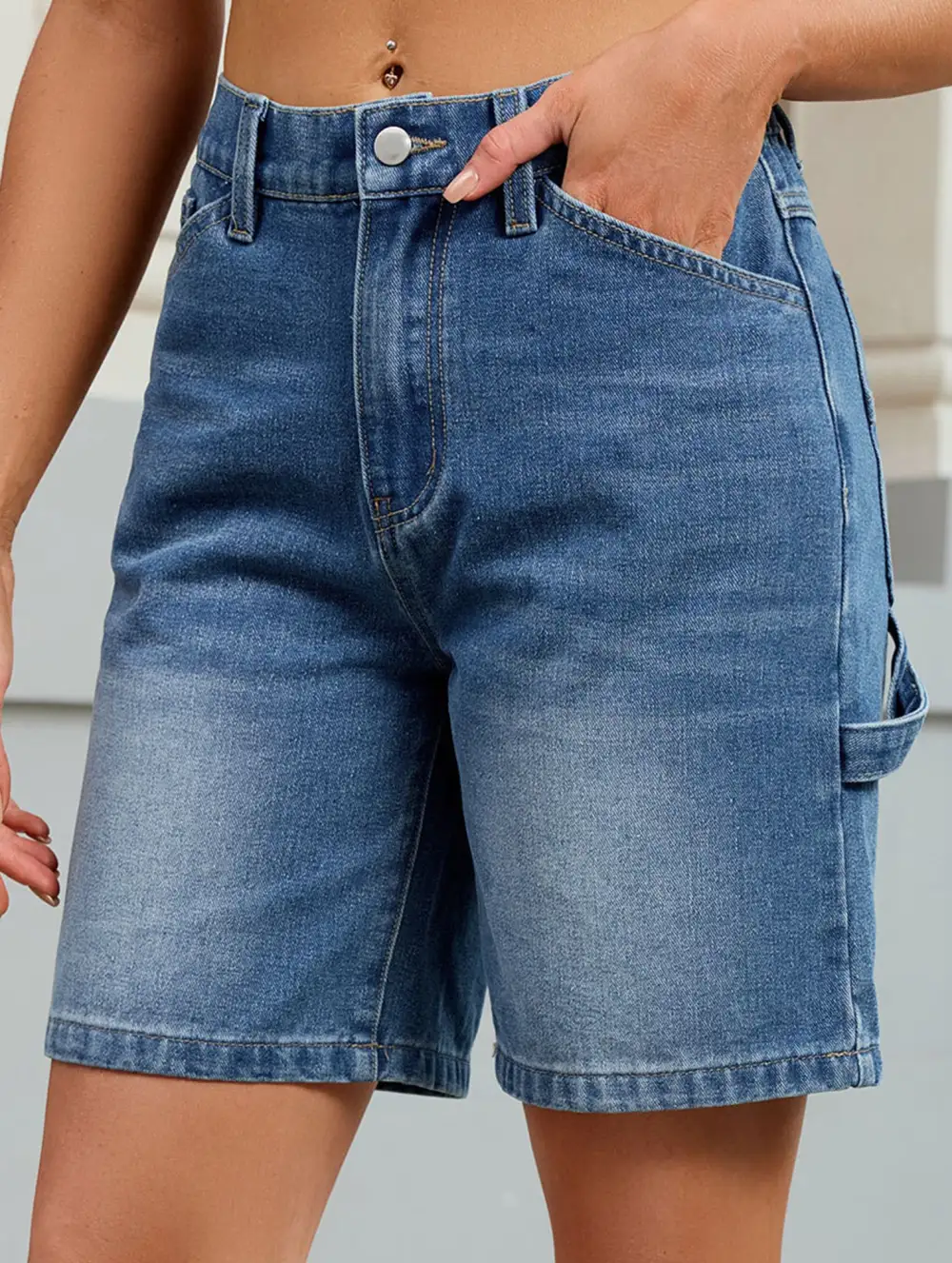 Washed Denim Shorts