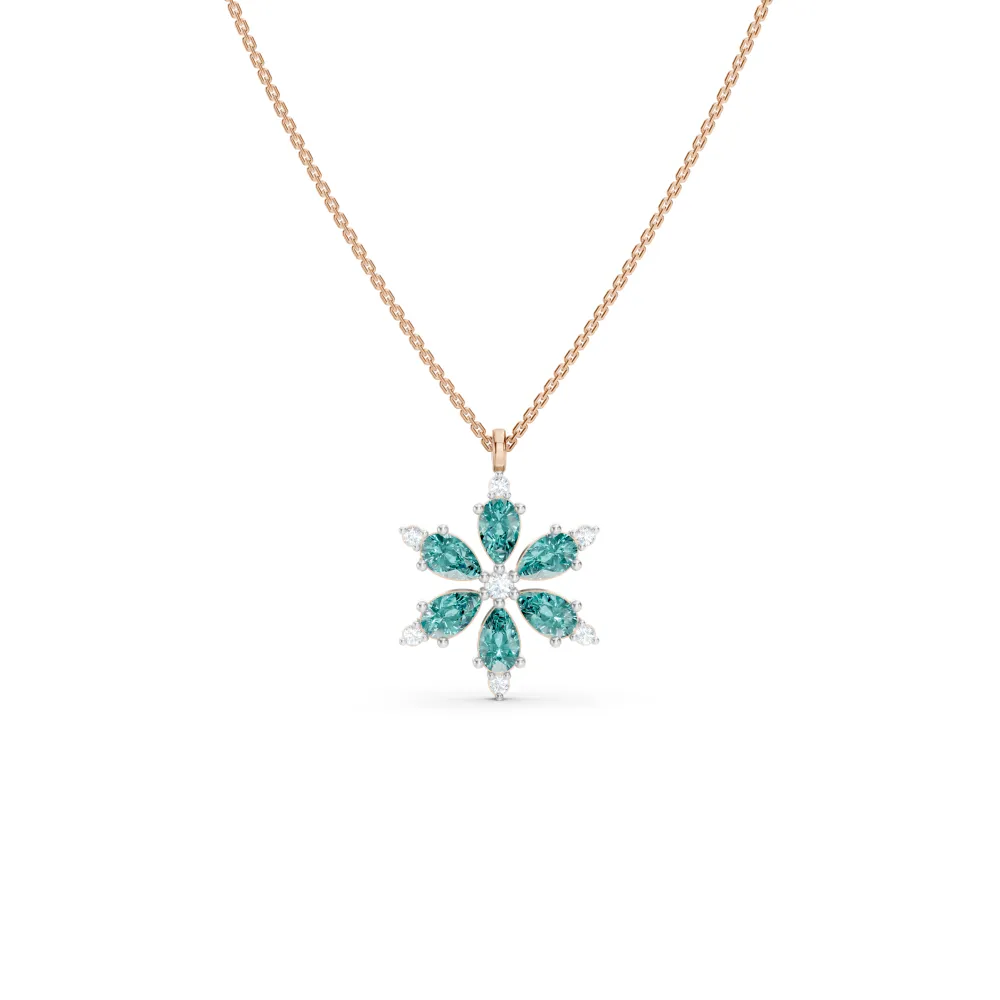 Aquamarine Snowflake Necklace