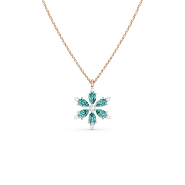 Aquamarine Snowflake Necklace