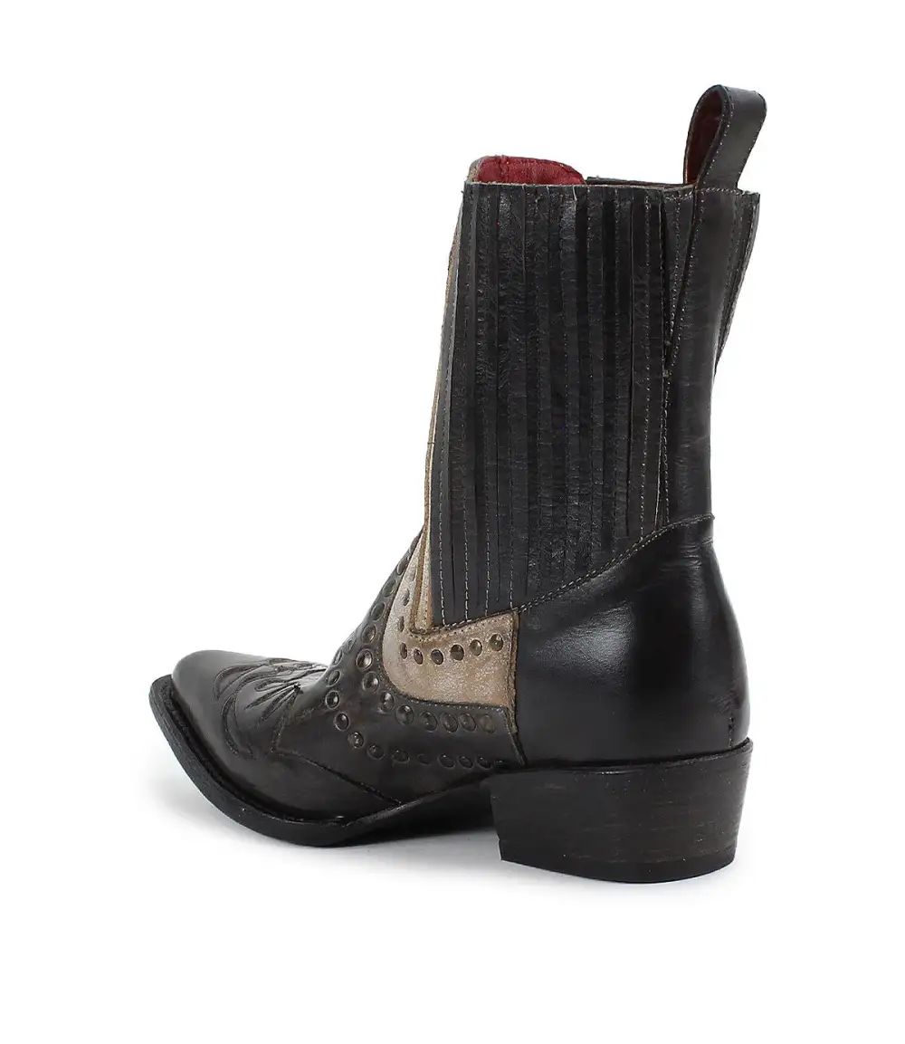 Studded Color-Block Western Boots