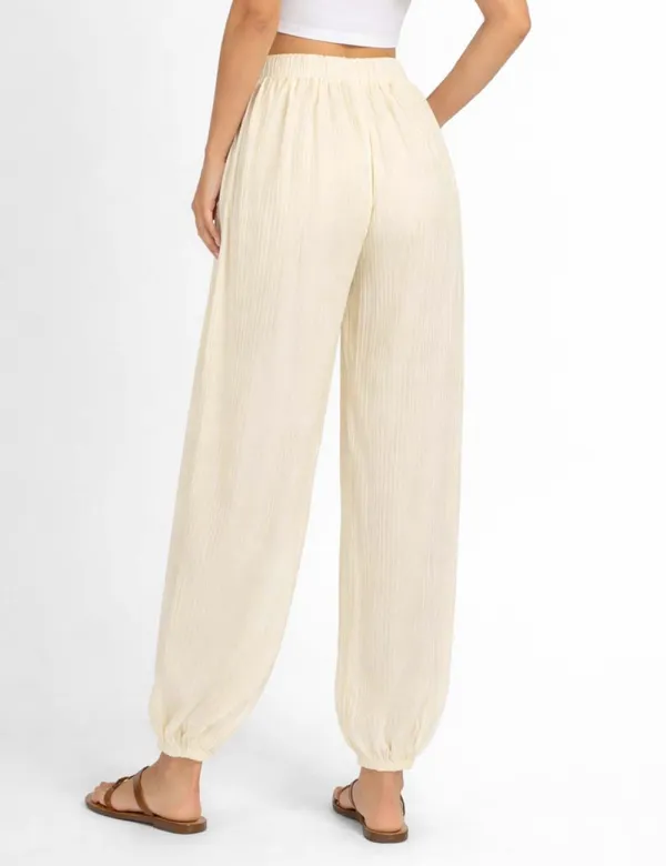 Chic Crinkle Elastic Cuff Balloon Pants