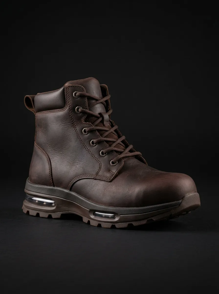 Men's Cushioned-Sole Heel-Pull Work Boots