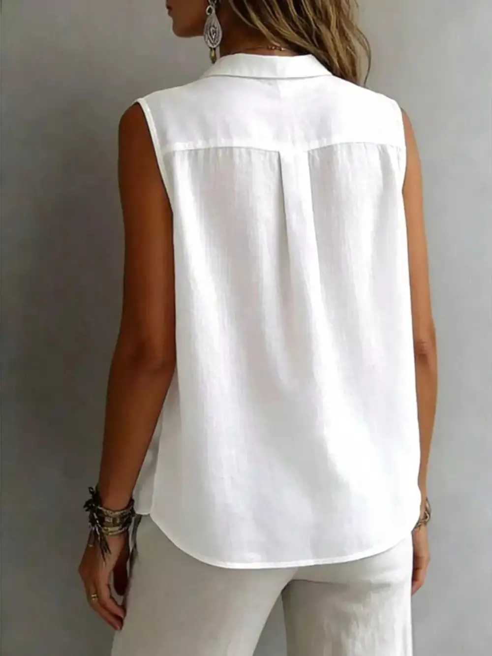 Sleeveless Button Down Shirt