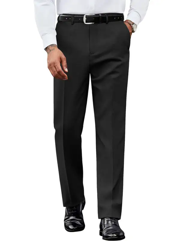 Casual Flat Front Expandable Waist Dress Pants