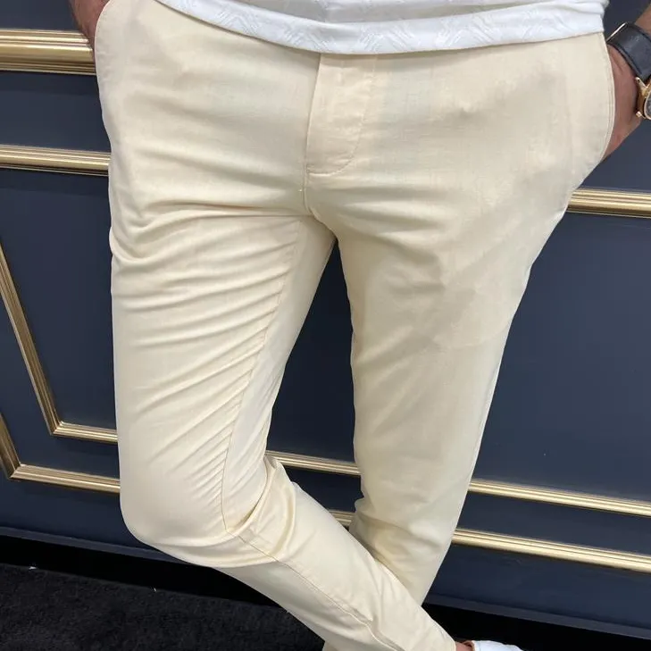 Check Pattern Slim Fit Textured Pique Tailored Trousers