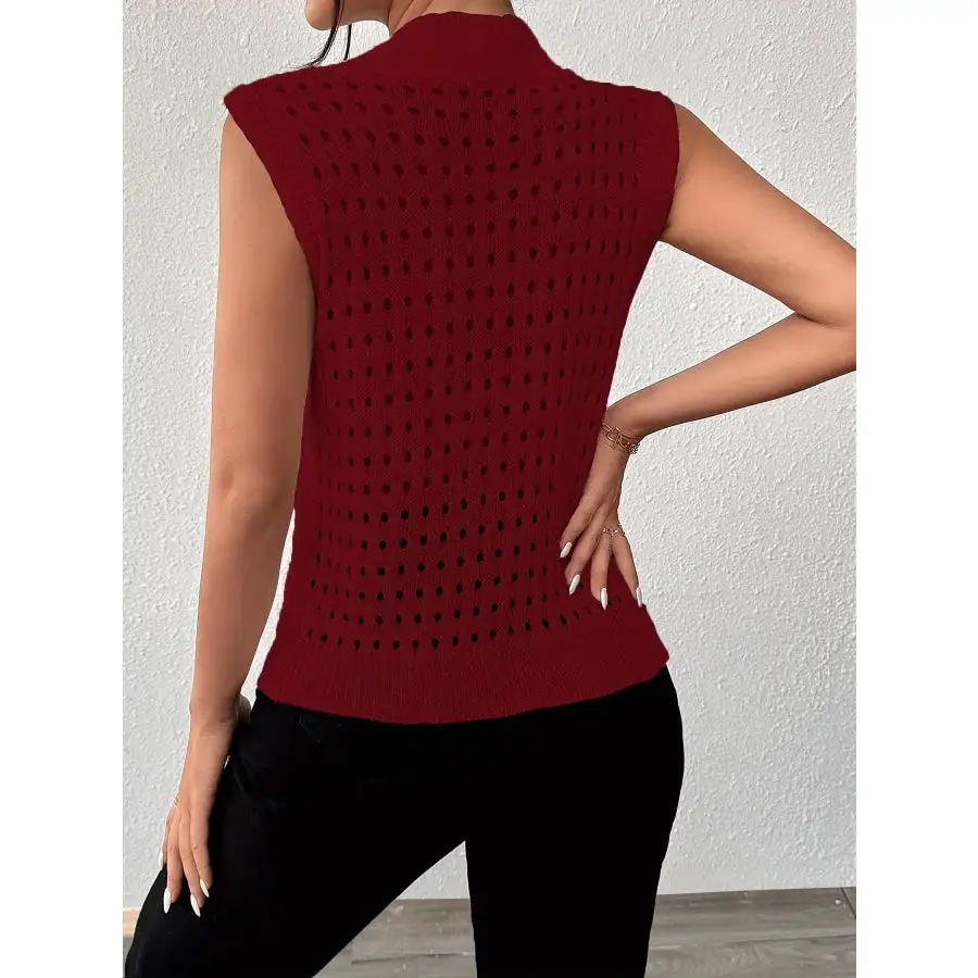 Hollow Out Round Neck Knit Tank