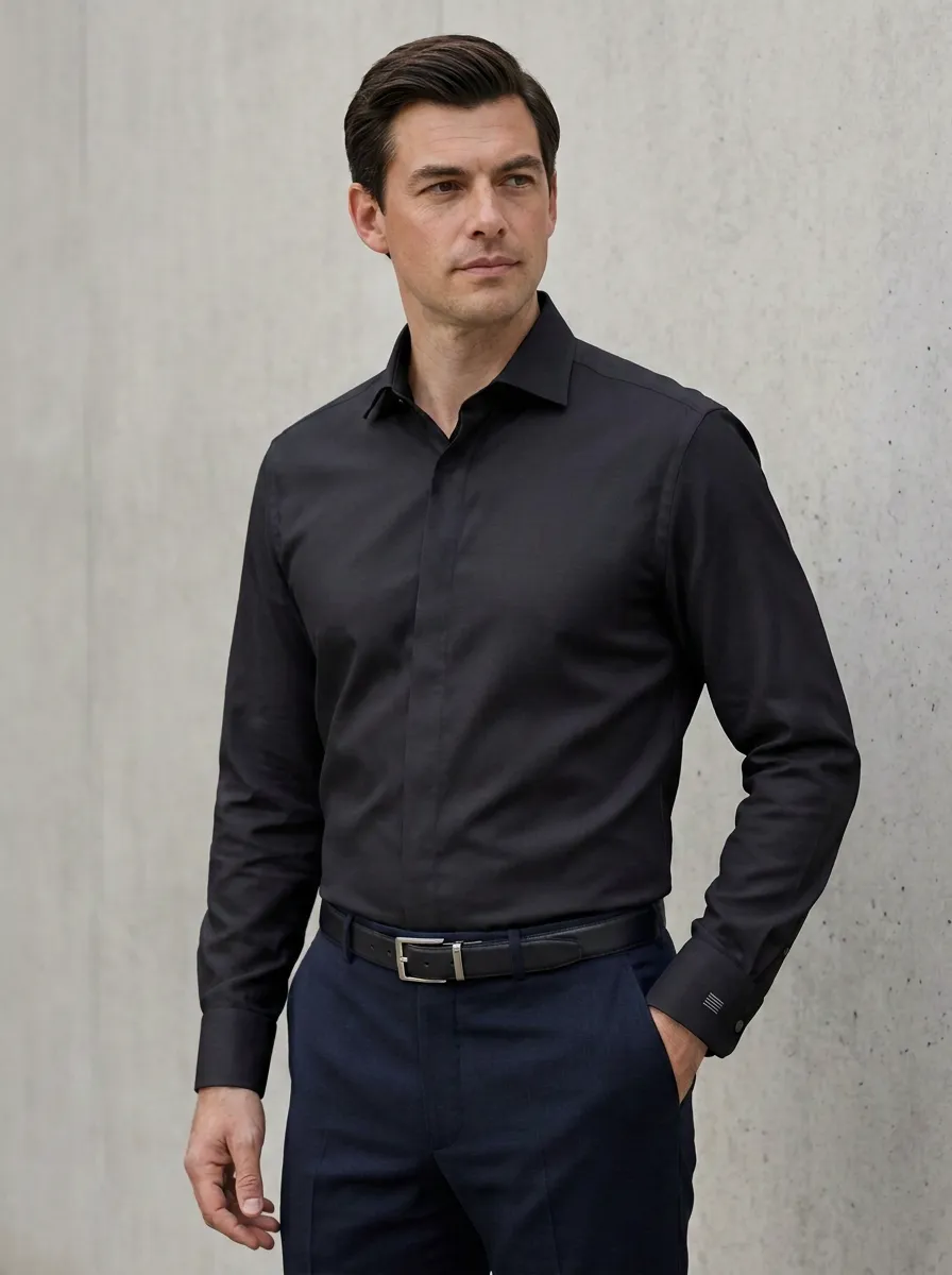 Men's Non-Iron Cotton Solid White Long Sleeve Dress Shirt
