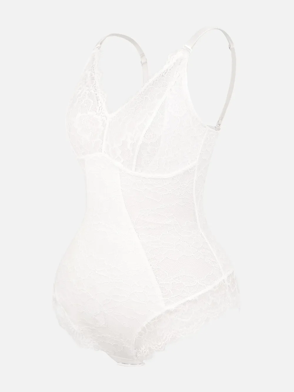V Neck Lace Trim Shaping Bodysuit