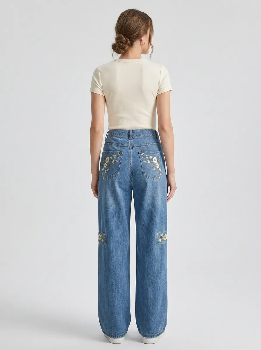 Women's Wide Leg Casual Denim Jeans