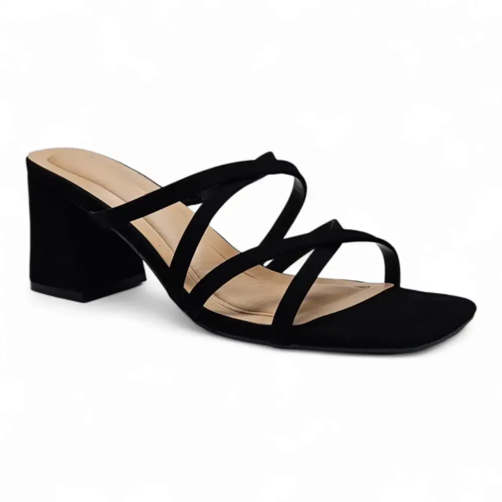 Queena Crisscross Strap Block Heel