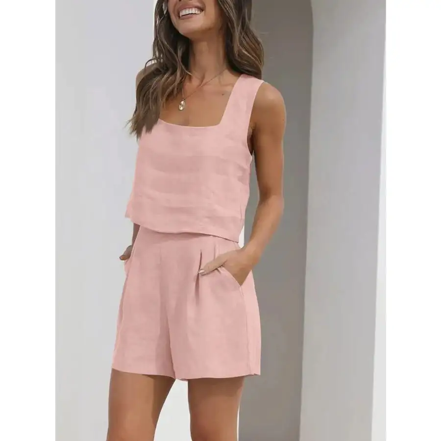Square Neck Tank and Shorts Set