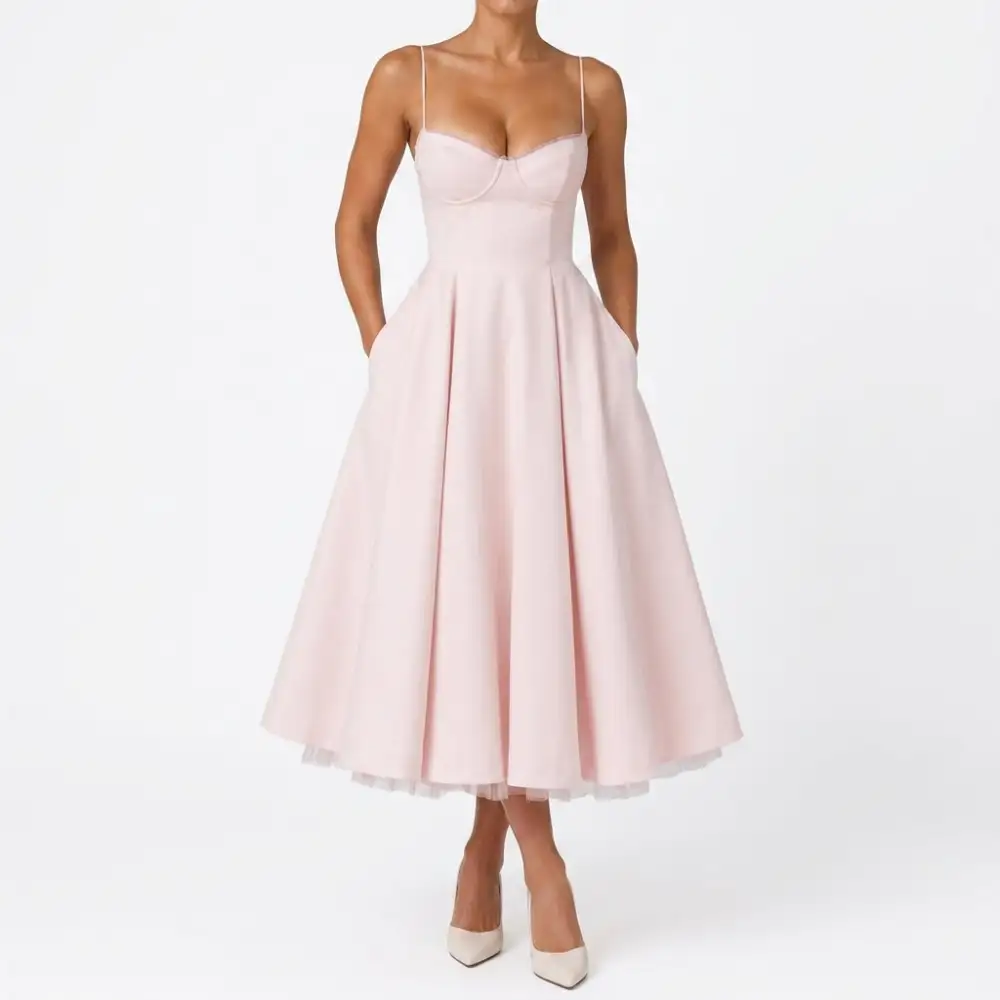 Satin Corset Midi Dress