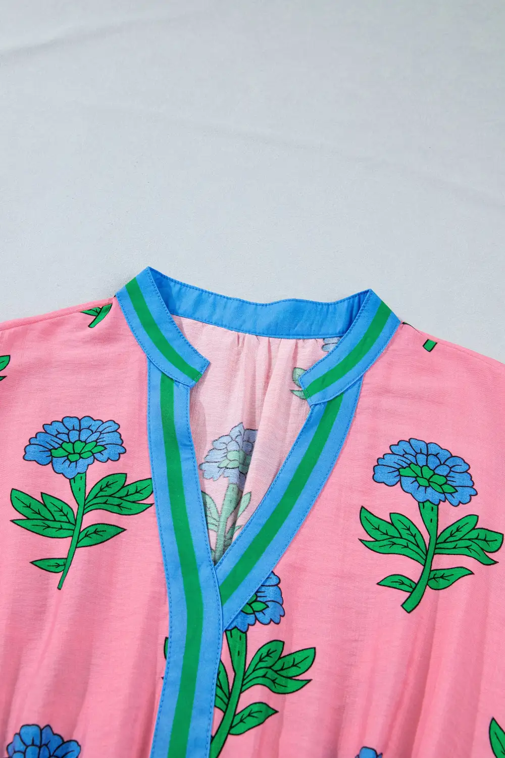 Floral Striped V Neck Dress Casual