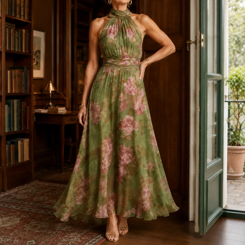 Floral Ruched Maxi Dress