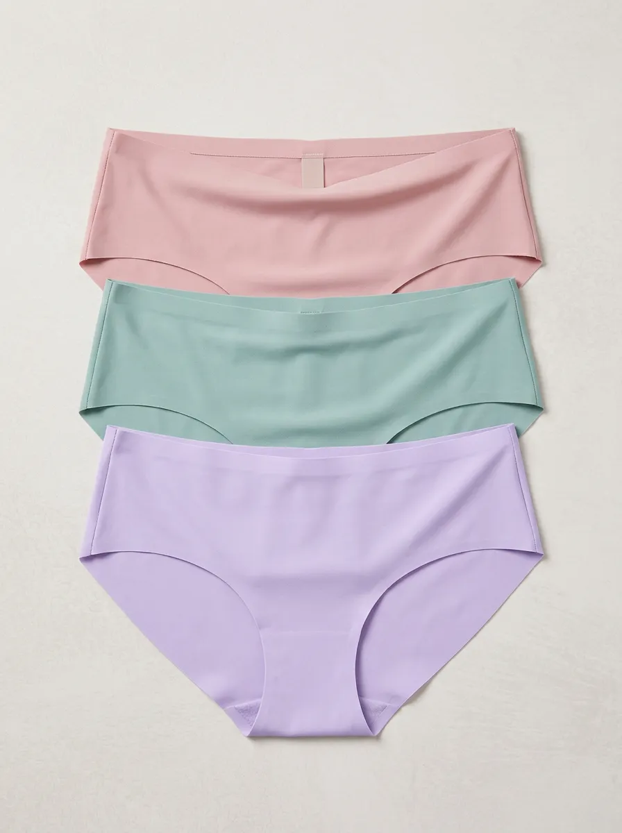 Women's Boho Inspired Seamless Pastel Solid Color Three-Pack Panties