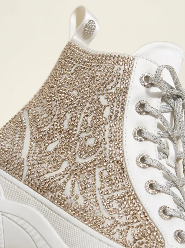 Lace-Up High-Top Geometric Women's Rhinestone Platform Shoes