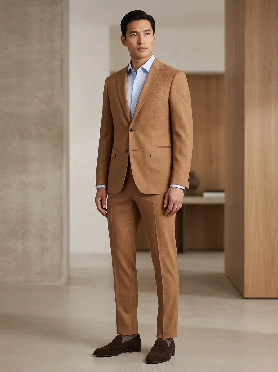 Notch-Lapel Two-Button Tailored Straight-Leg Men's Two-Piece Suit Set