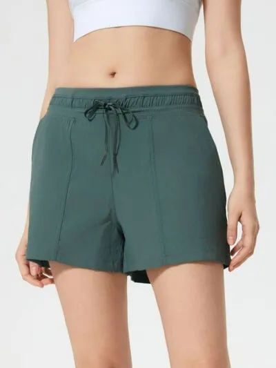 Drawstring Active Shorts With Pockets