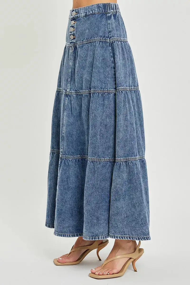 High Rise Ruffle Long Skirt Skirt