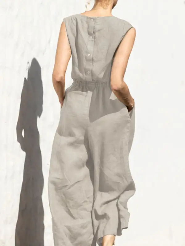 Clean High Waist Sleeveless Trousers Loose Pants