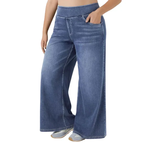Relaxed Wide Leg High Waist Denim Jeans