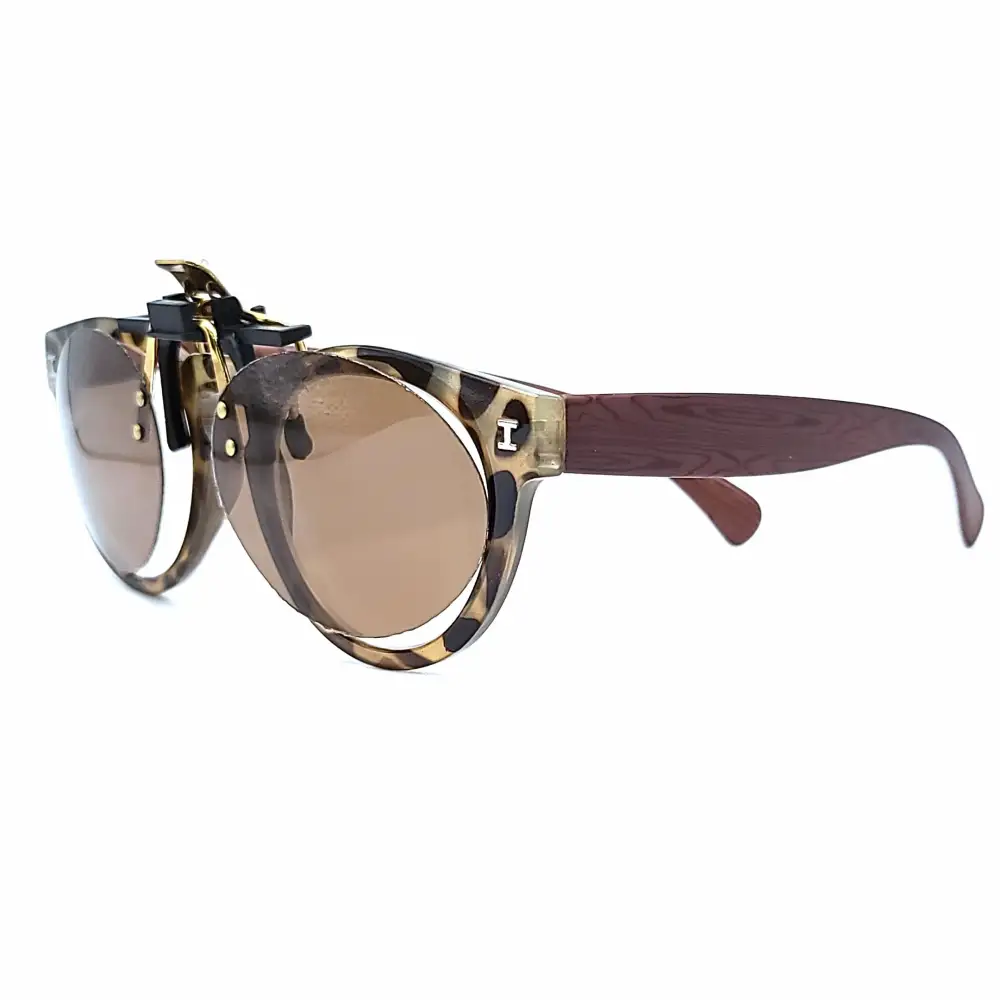 54mm Oval Polarized Flip-Up Clip-On Sunglasses