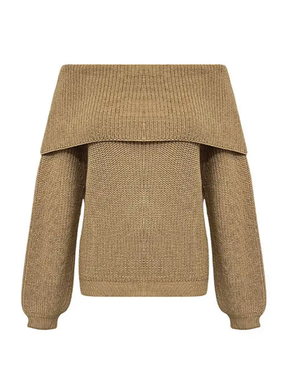 Paneled Round Neck Long Sleeve Relaxed Fit Sweater