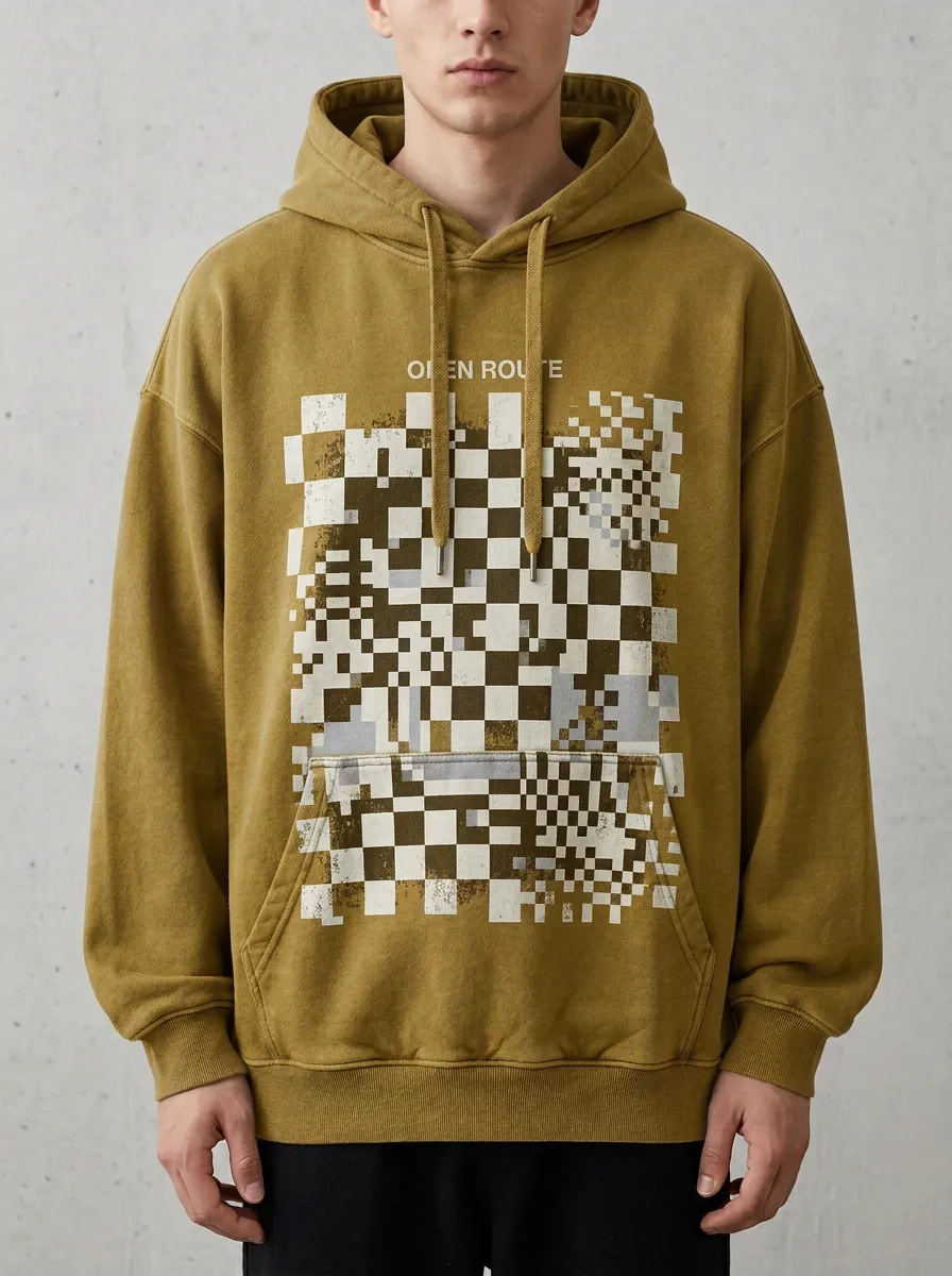 Checkered Pixel Men's Graphic Hoodie