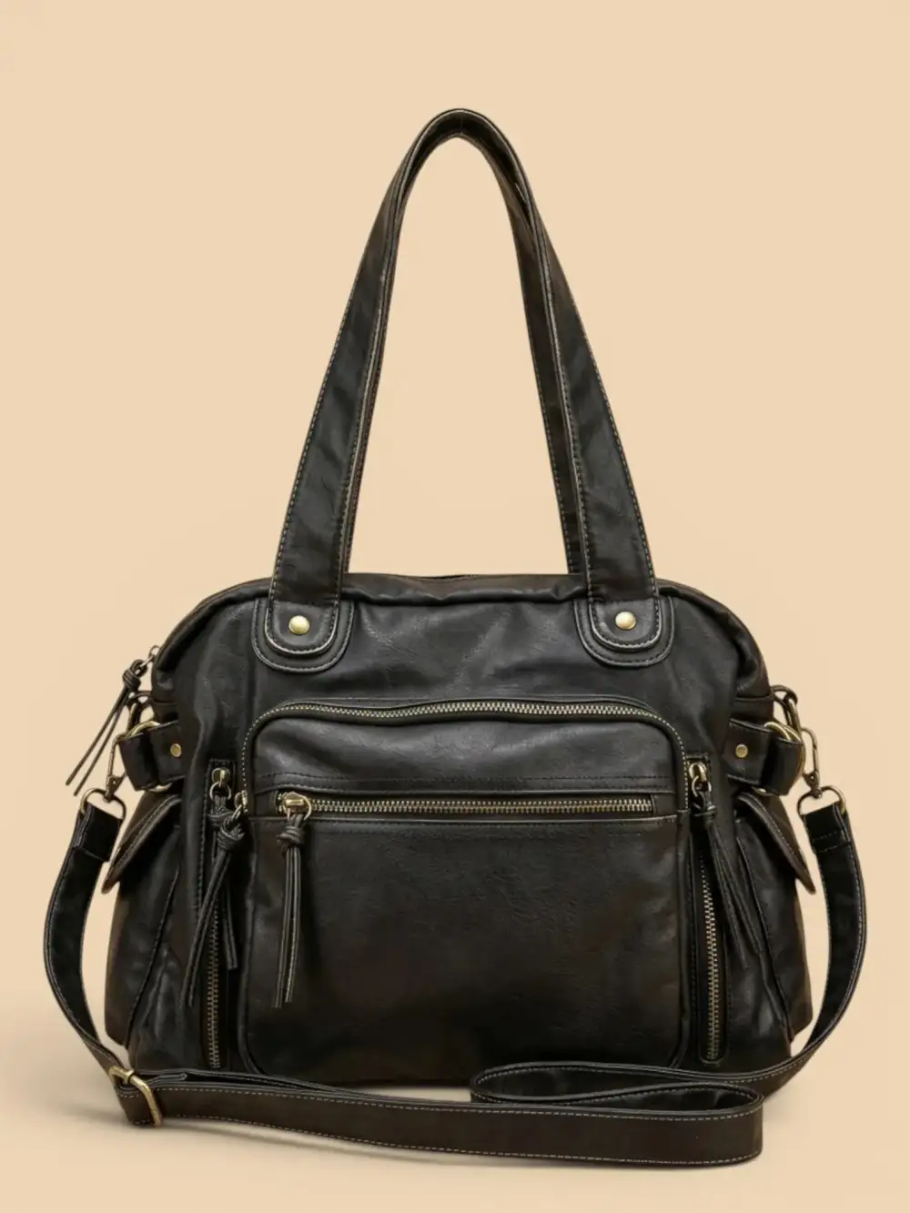 Vintage Zip Closure Tote Bag