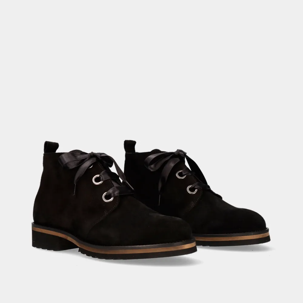 Polished Leather Lace Up Ankle Boots