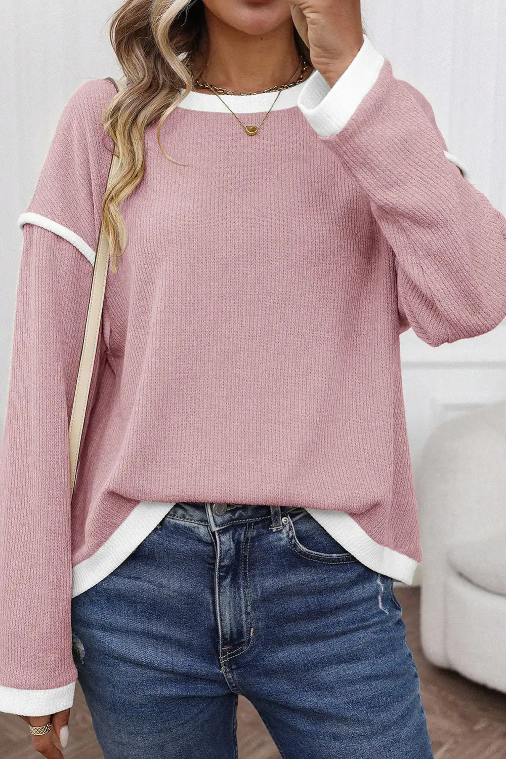 Women's Knit Drop Shoulder Loose Fit Top