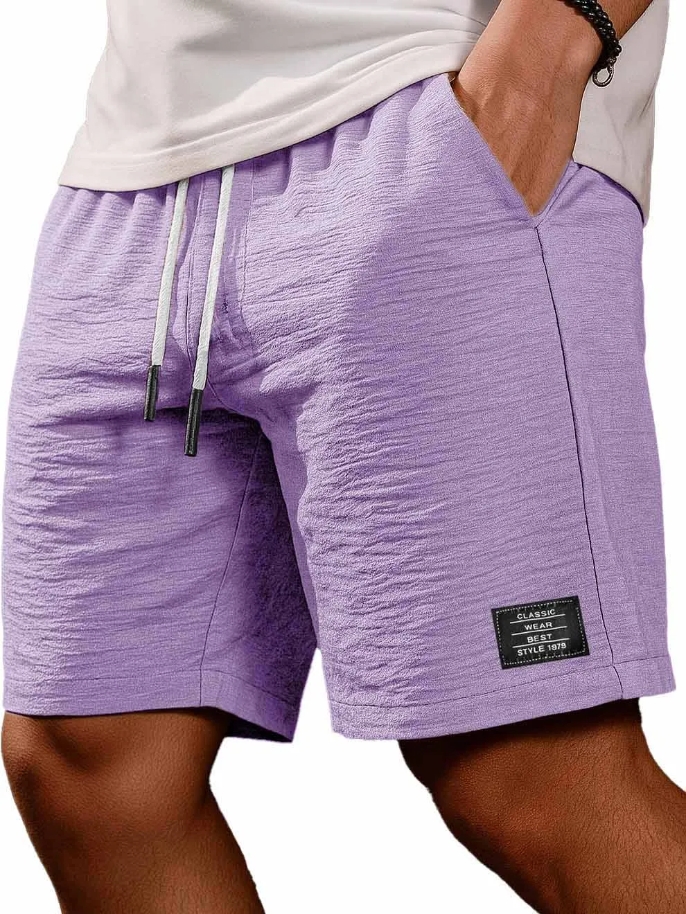 Linen Blend Pleated Shorts