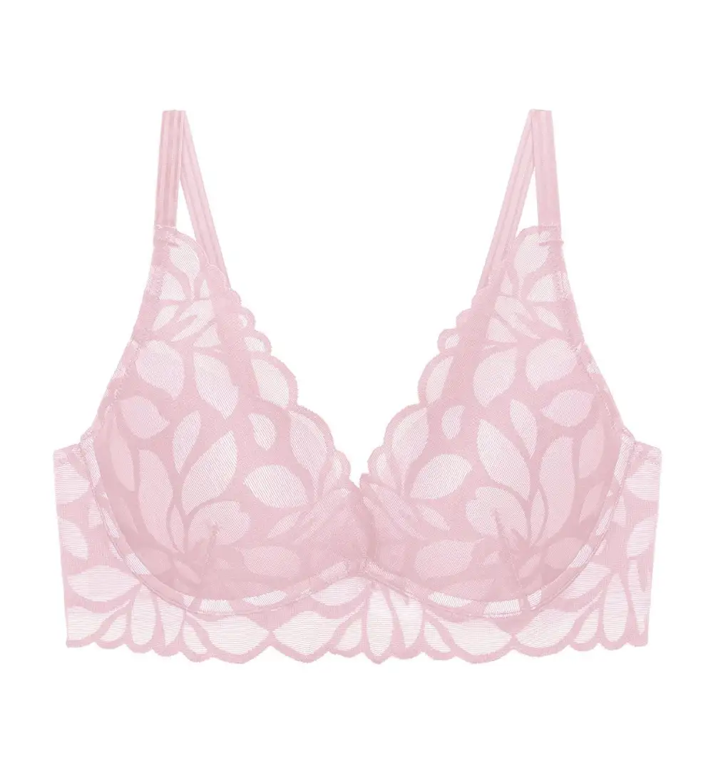 Women's Light-Support Wired Deep-V Push-Up Lace Seamless Bra