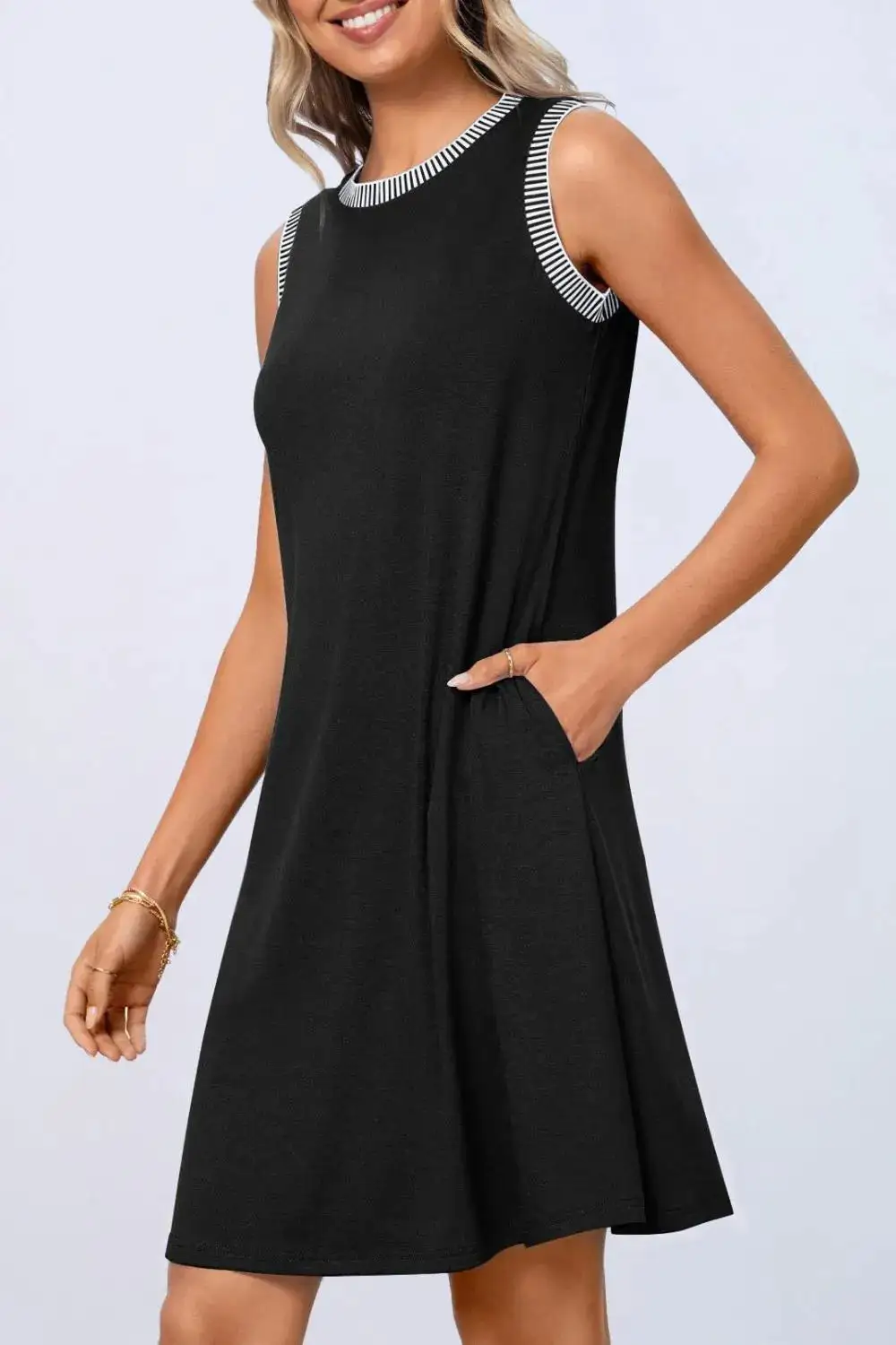 Crew Neck Sleeveless Mini Dress