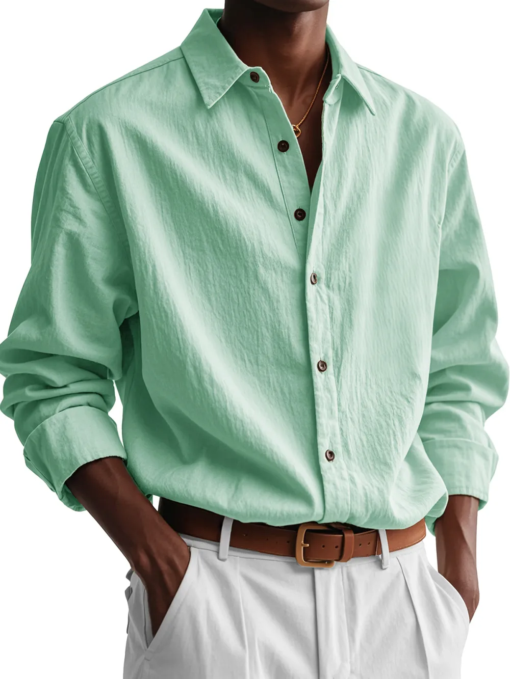 Garment Washed Pleated Front Shirt