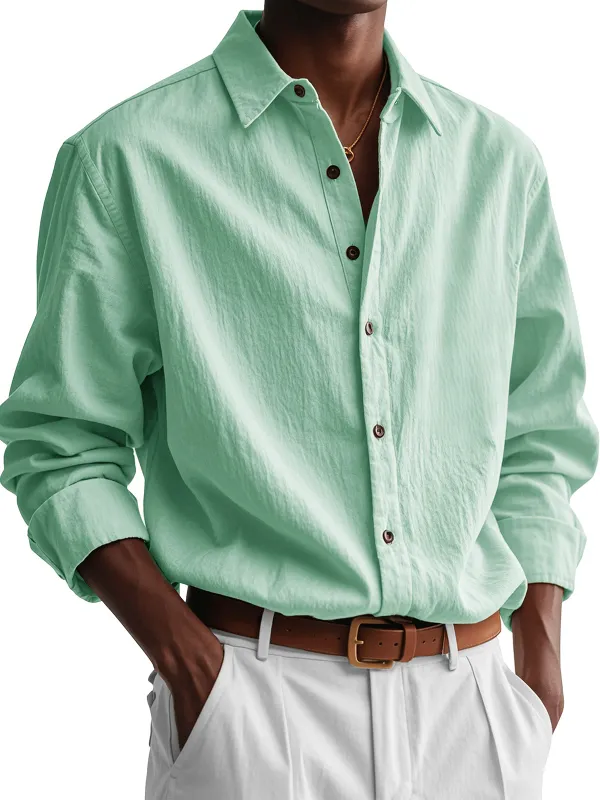 Garment Washed Pleated Front Shirt